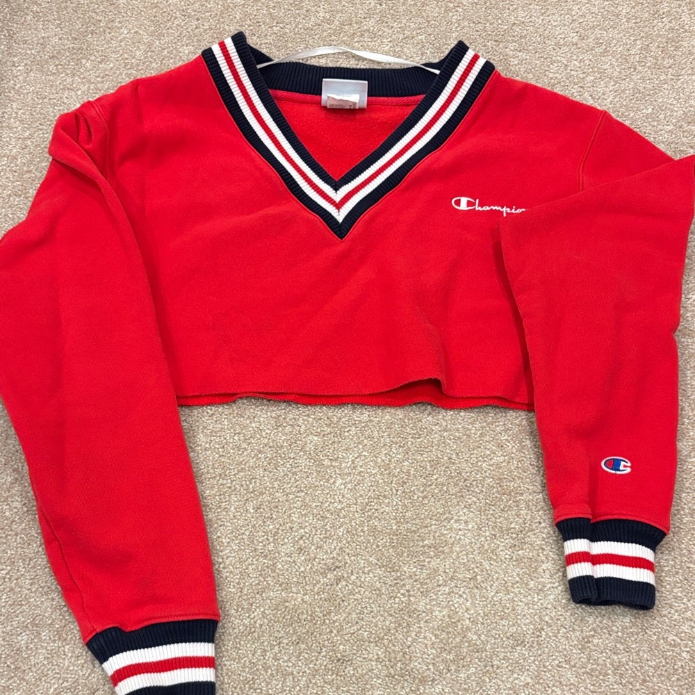 Champion Women's Red V-Neck Sweater